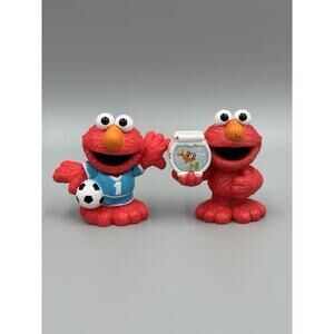 Hasbro Sesame Street Workshop Elmo PVC Figures Soccer Fish Tank Set Of 2